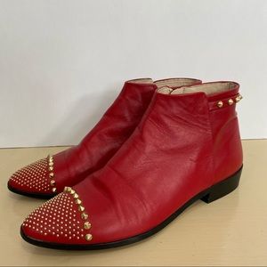 Zara "Dear New York" Ankle Boot Red Size 7.5 stud spikes
